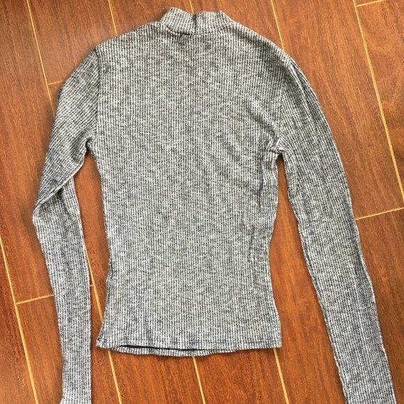 Grey Ribbed Mock Neck - Picture 2 of 3